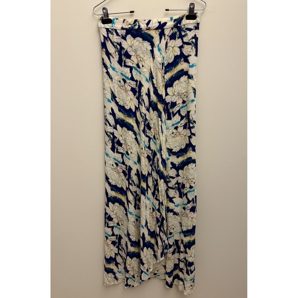 Flynn Skye Womens Blue White‎ Floral Print Maxi Skirt Black Size Large L